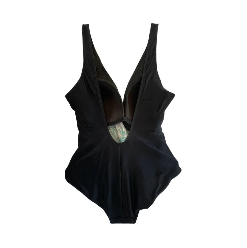 Kadın Siyah Turkuaz Desenli Mayo HZL25S-LC6279