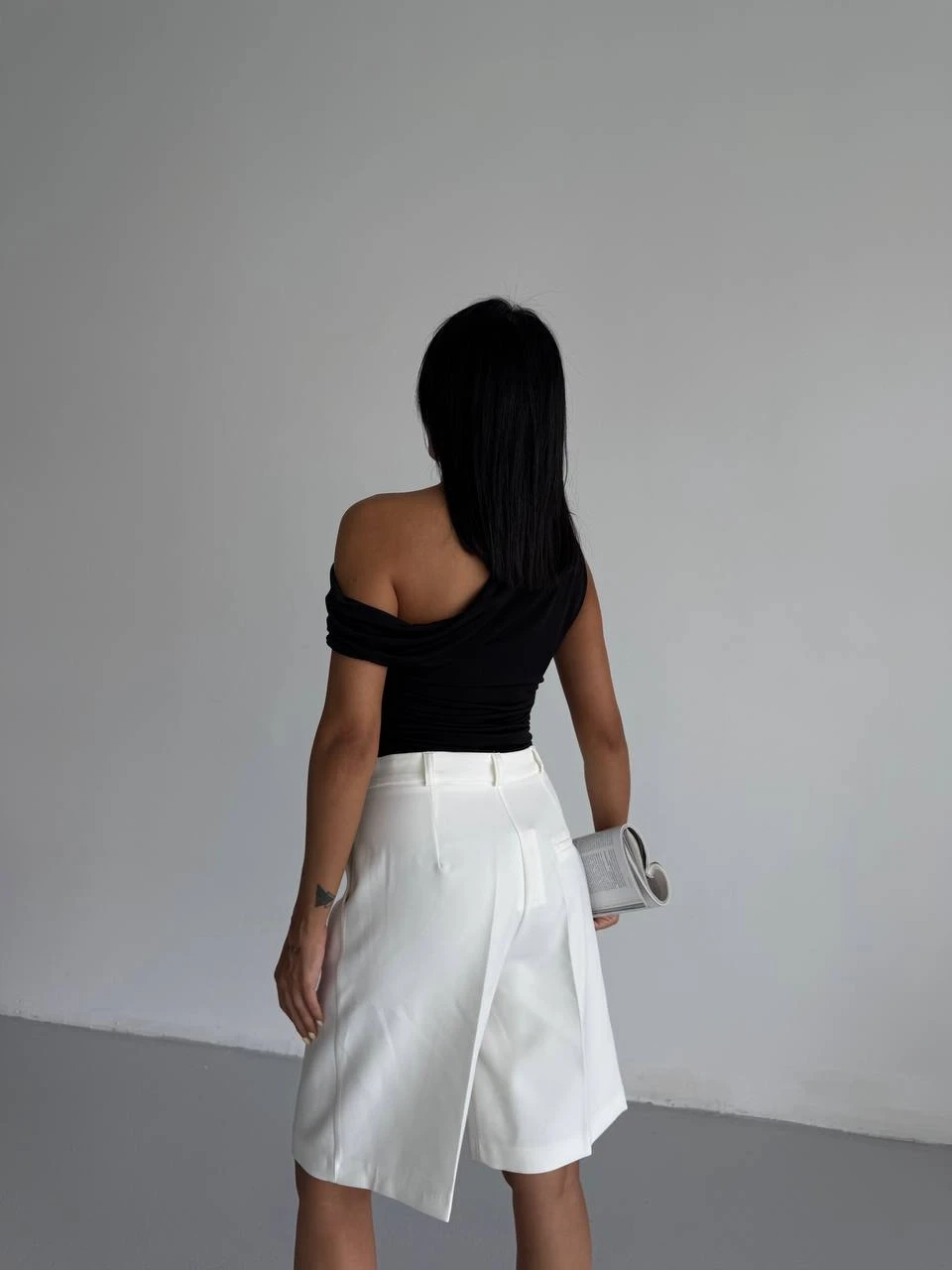 Kadın Siyah Yandan Drapeli Kayık Yaka Sandy Bluz HZL25S-FRY123201