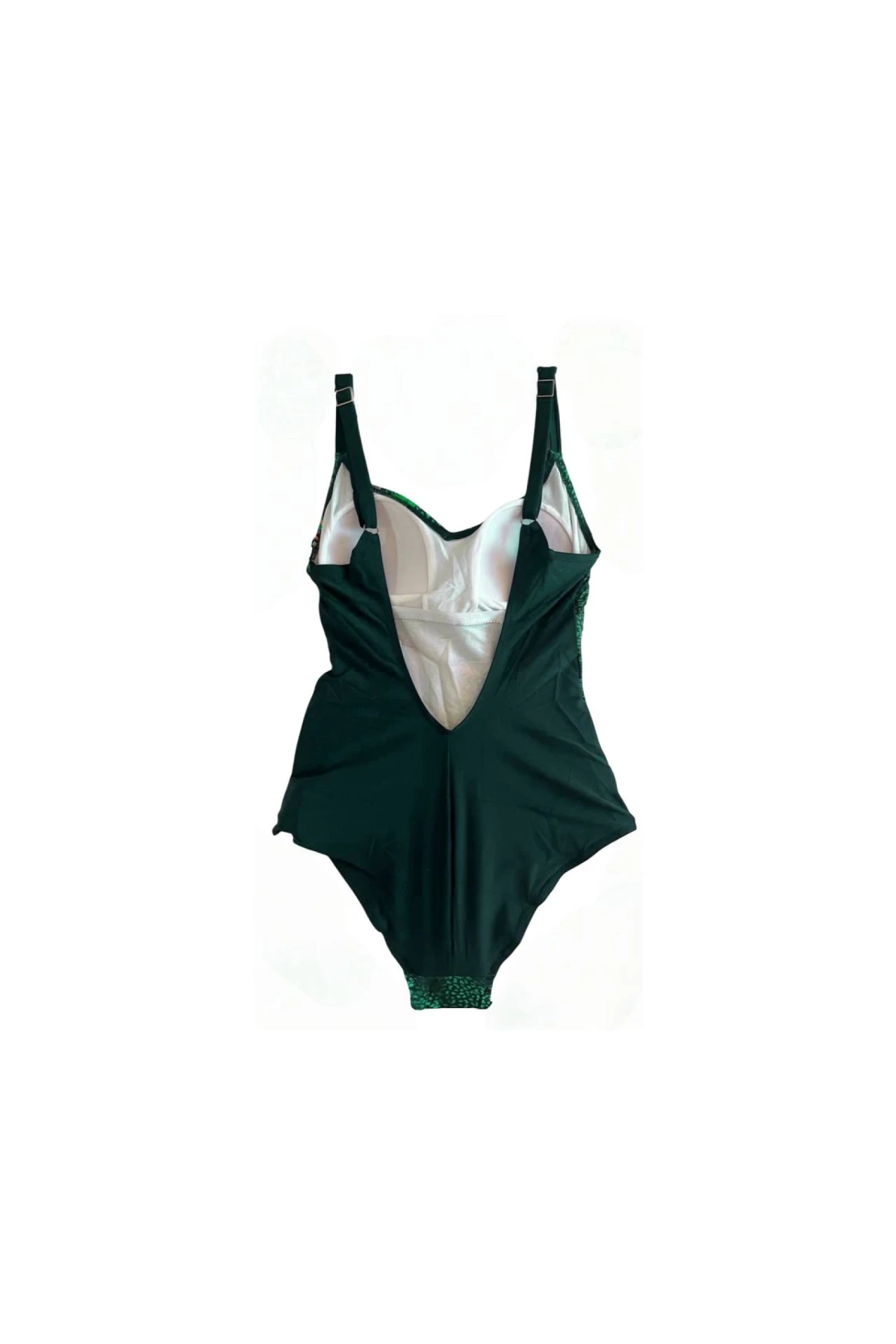 Kadın Yeşil Tropikal Yaprak Desen Yüzücü Mayo HZL25S-LC0046