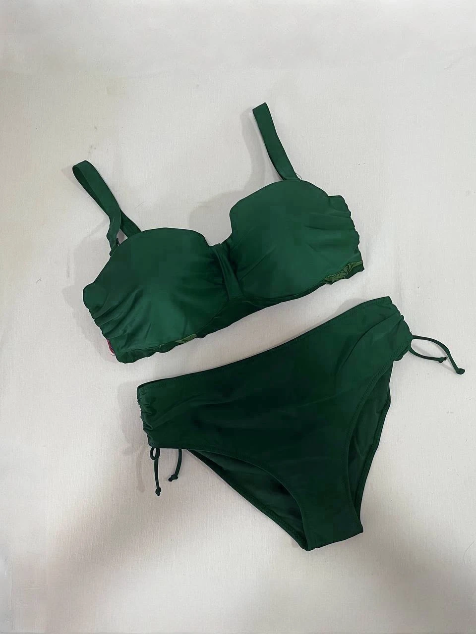 Kadın Zümrüt Yeşili Çiçek Desenli Elbise Model  Slipli Tankini HZL24S-LC4009