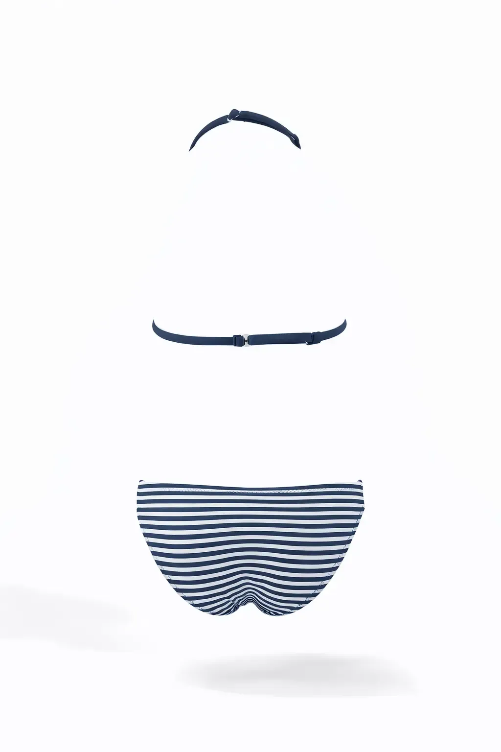 Kız Çocuk Lacivert Beyaz Çizgili Flamingo Desenli  4-12 Yaş Üçgen Bikini Takım HZL24S-LC171
