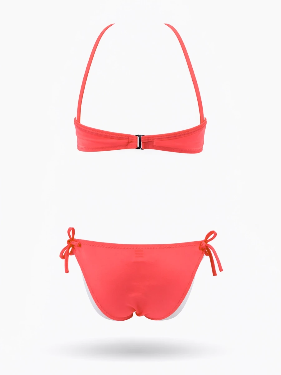Kız Çocuk Neon Pembe Desenli  2-8 Yaş Straplez Bikini Takım HZL24S-LC3652