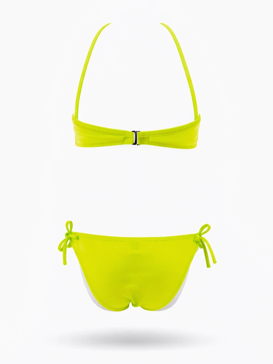 Kız Çocuk Neon Sarı Desenli  2-8 Yaş Straplez Bikini Takım HZL24S-LC3652