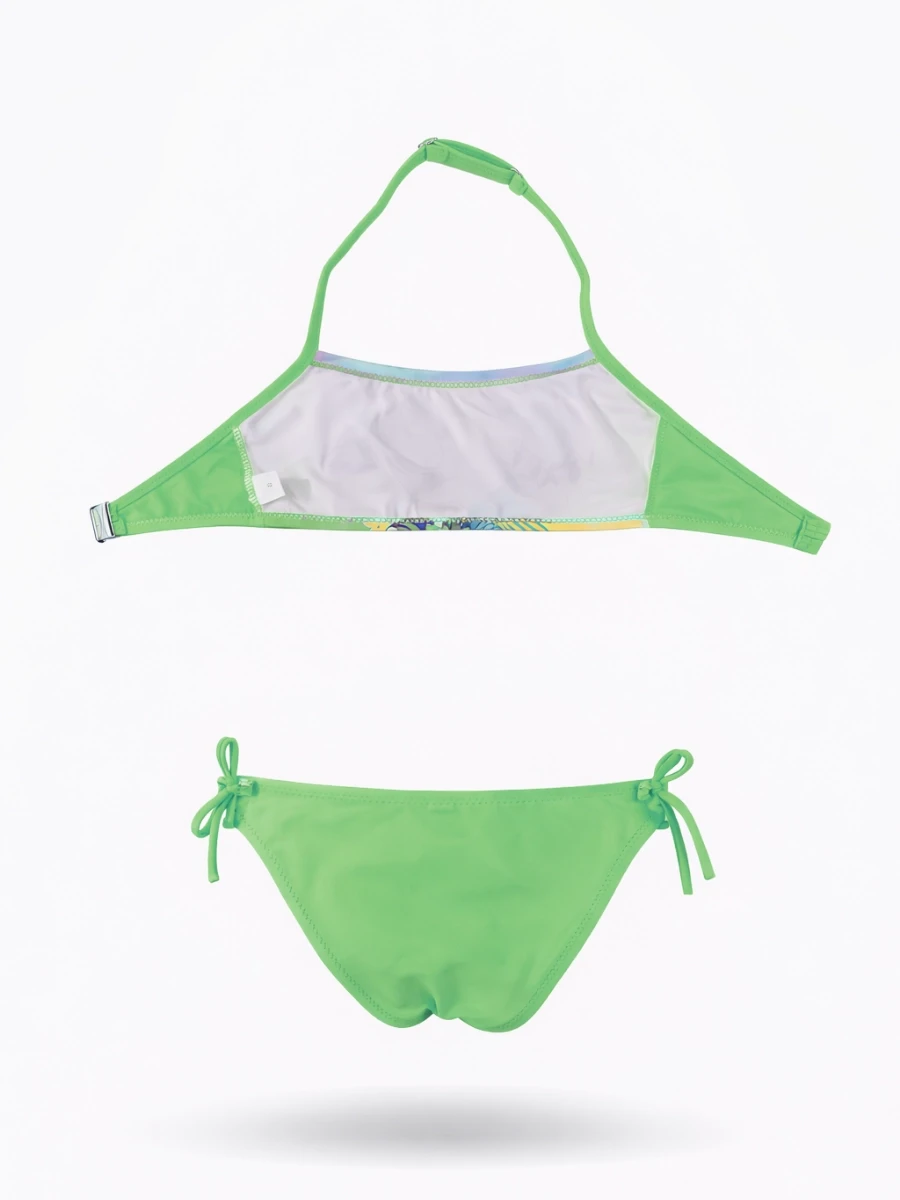 Kız Çocuk Neon Yeşil Desenli  2-8 Yaş Straplez Bikini Takım HZL24S-LC3652