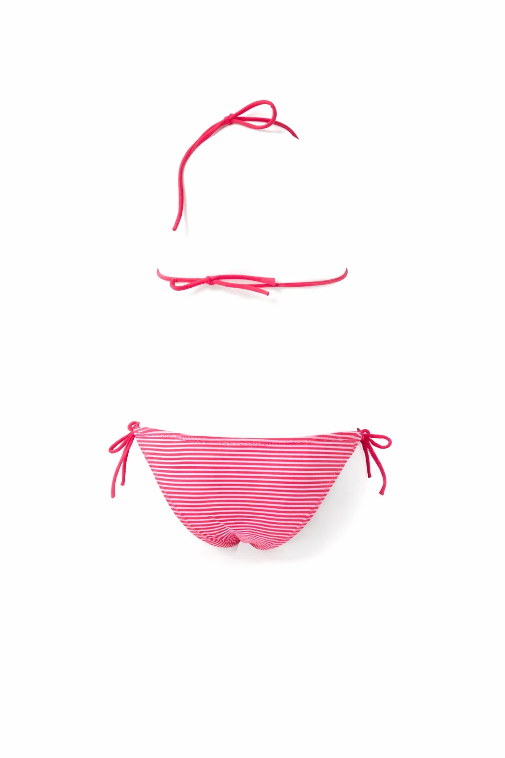 Kız Çocuk Pembe Çizgi Figürlü İp Bağlamalı Bikini Takım HZL25S-LC842