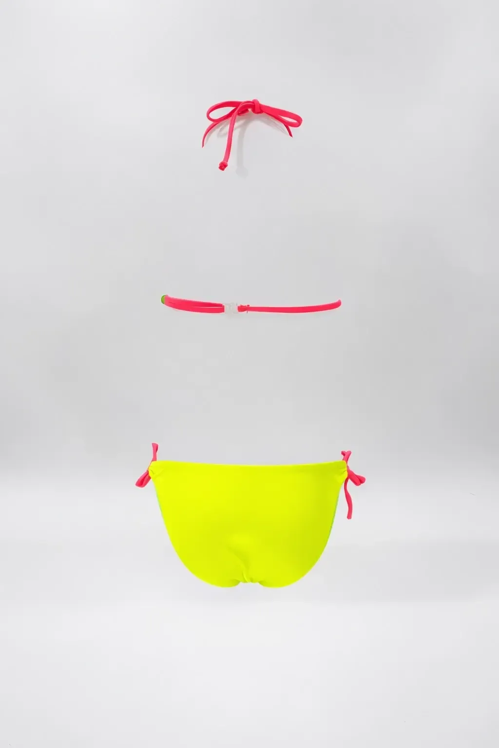 Kız Çocuk Sarı Tavuz Kuşu Desenli  6-14 Yaş Üçgen Bikini Takım HZL24S-LC19017