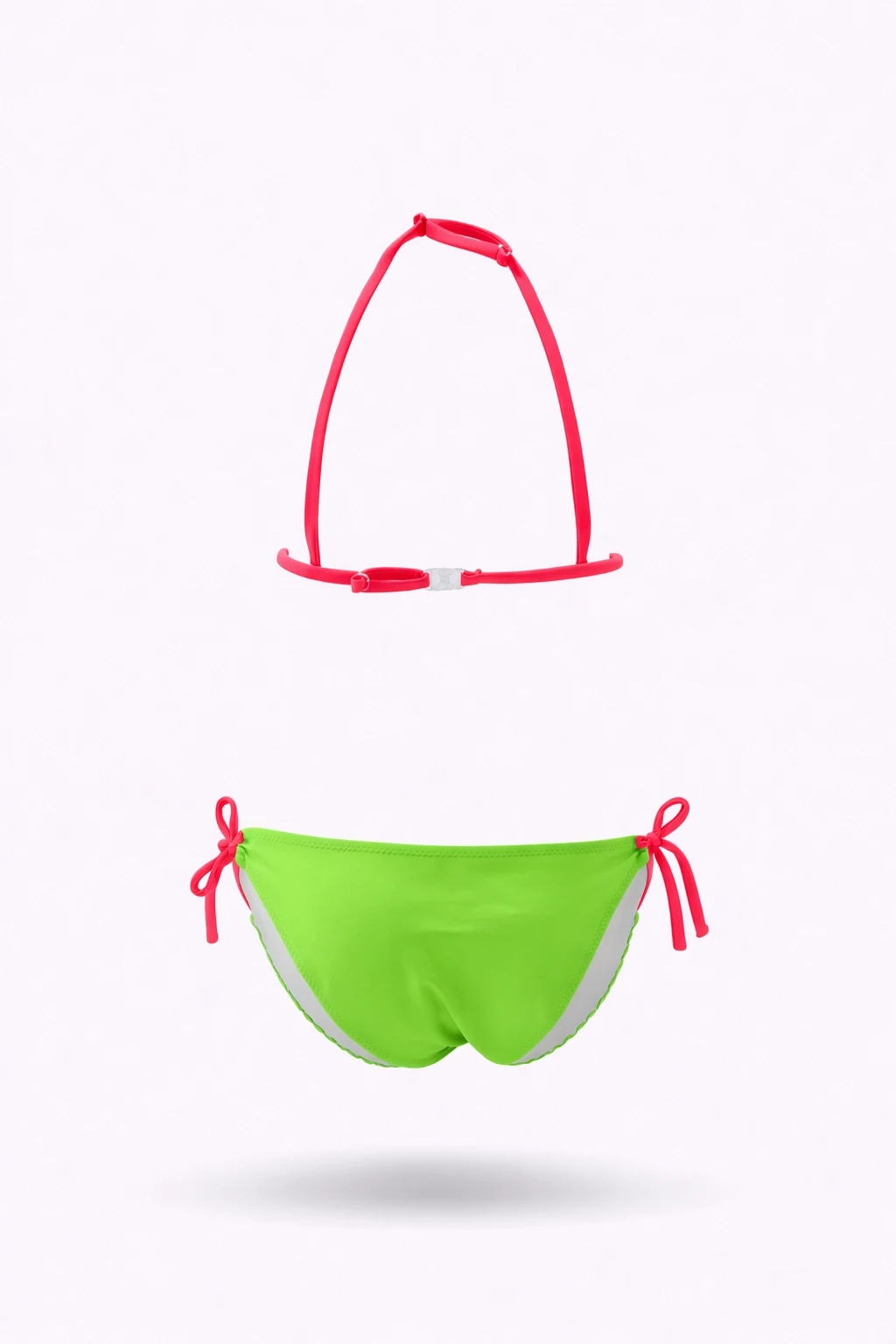 Kız Çocuk Yeşil Tavuz Kuşu Desenli  6-14 Yaş Üçken Bikini Takım HZL24S-LC9017