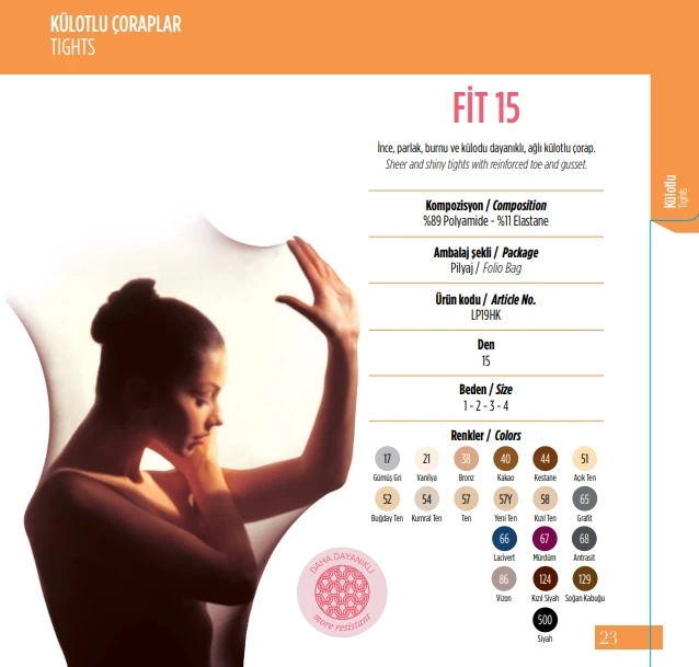 Penti 6lı Paket Fit 15 den Kestane Külotlu Çorap Renk No:44 HZL25-PNT15