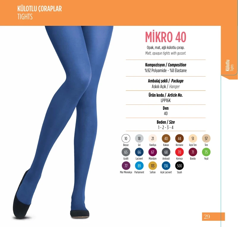 Penti 6lı Paket Mikro 40 Safran Külotlu Çorap Renk No:113 HZL25-PNT40