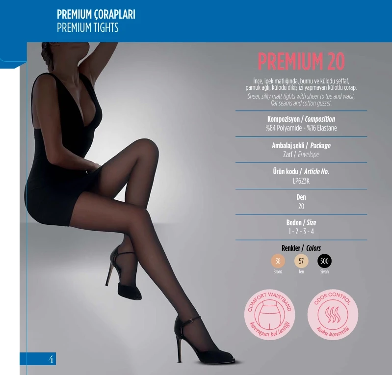 Penti 6lı Paket Premium 20 den Siyah Külotlu Çorap Renk No:500 HZL25-PNT20