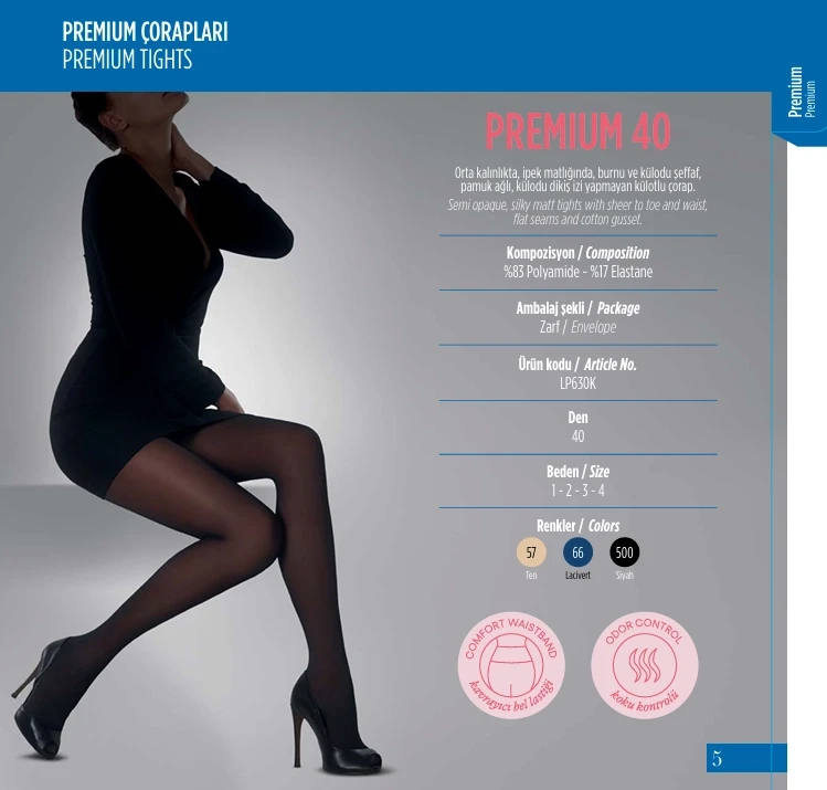 Penti 6lı Paket Premium 40 den Lacivert Külotlu Çorap Renk No:66 HZL25-PNTP40