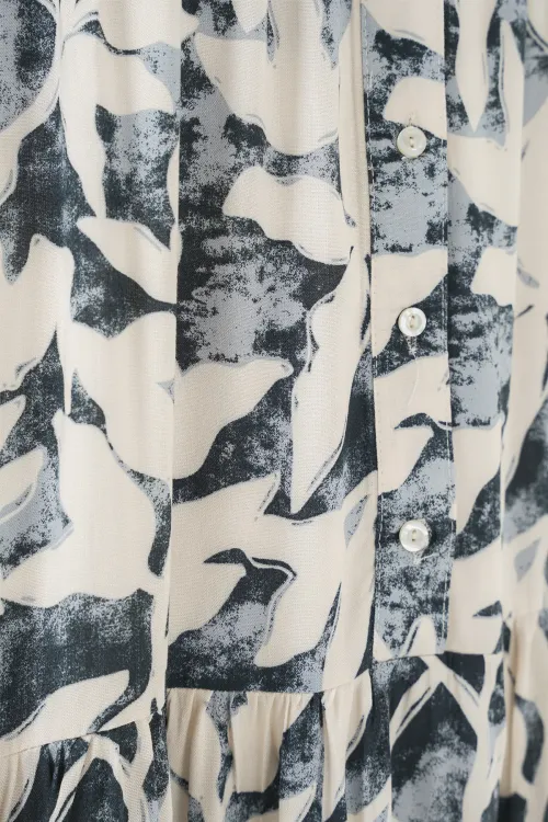 2423 Otantik Desenli Tesettür Elbise - V. Antrasit