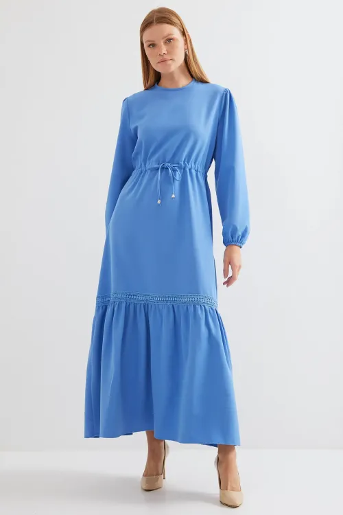 2483 Uzun Boydan Elbise - Mavi