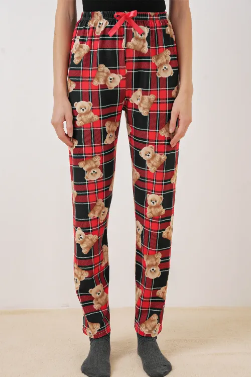 4323 Desenli Pijama Altı - B.Kırmızı