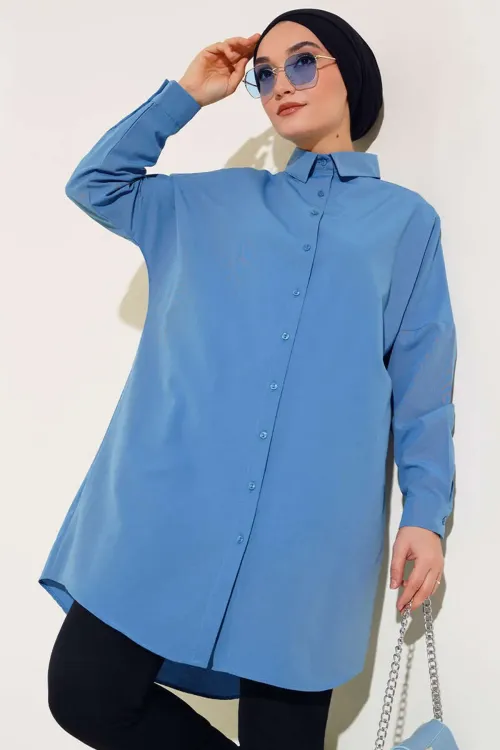 5845 Tesettür Tunik - İndigo