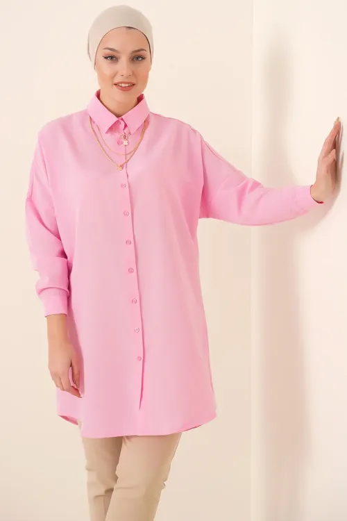 5845 Tesettür Tunik - Pembe