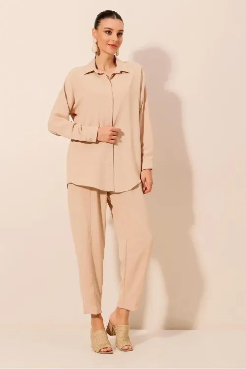 6593 Oversize İkili Takım - Bej