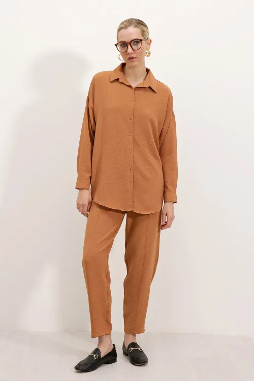 6593 Oversize İkili Takım - Taba