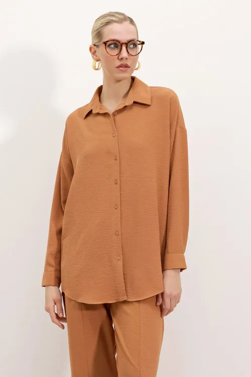 6593 Oversize İkili Takım - Taba