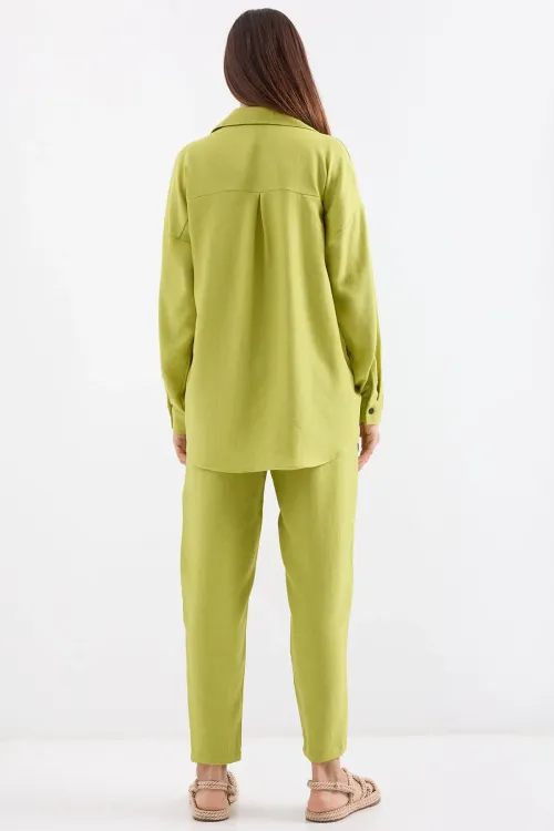 6622 Keten İkili Takım - Yağ Yeşil