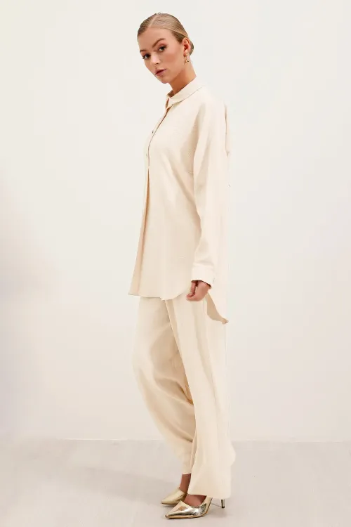 6631 Oversize Alt-Üst Takım - Ekru