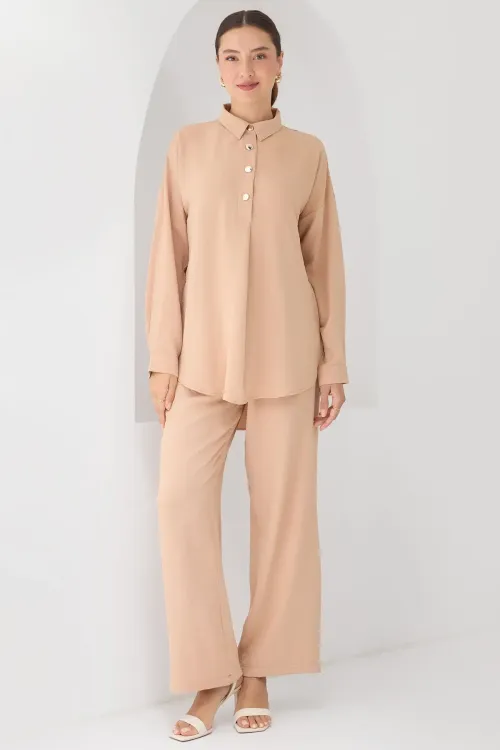 6631 Oversize Alt-Üst Takım - Vizon