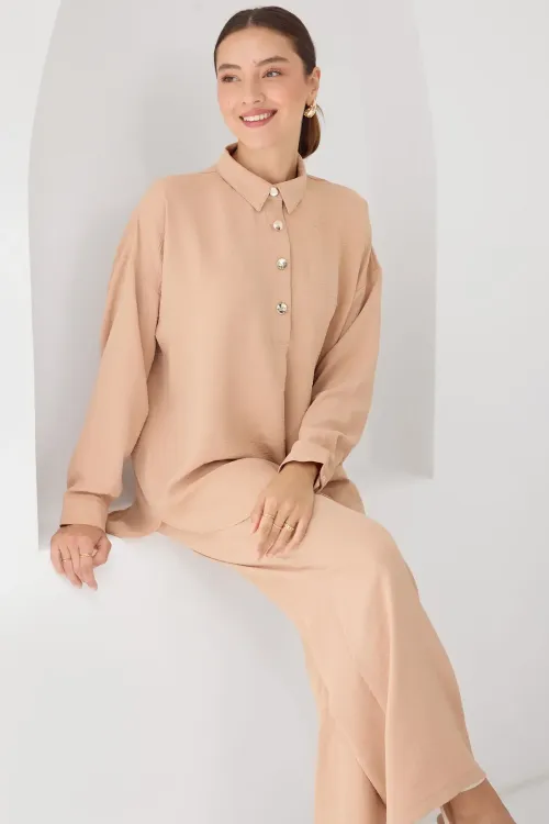 6631 Oversize Alt-Üst Takım - Vizon