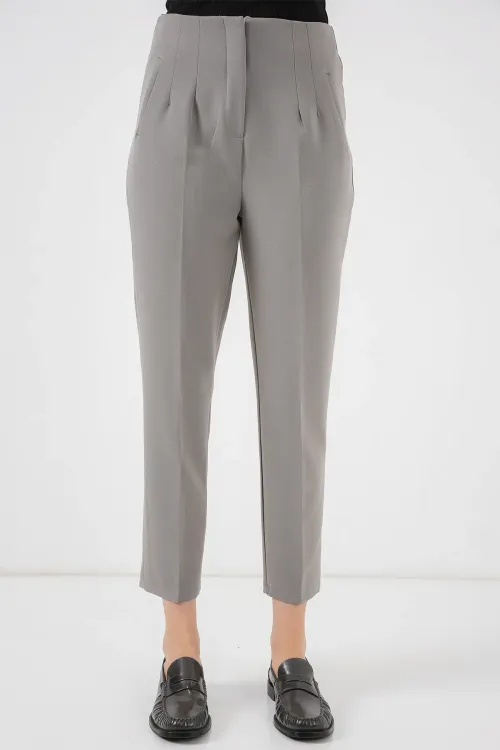 6650 Yüksek Bel Kumaş Pantolon - Gri