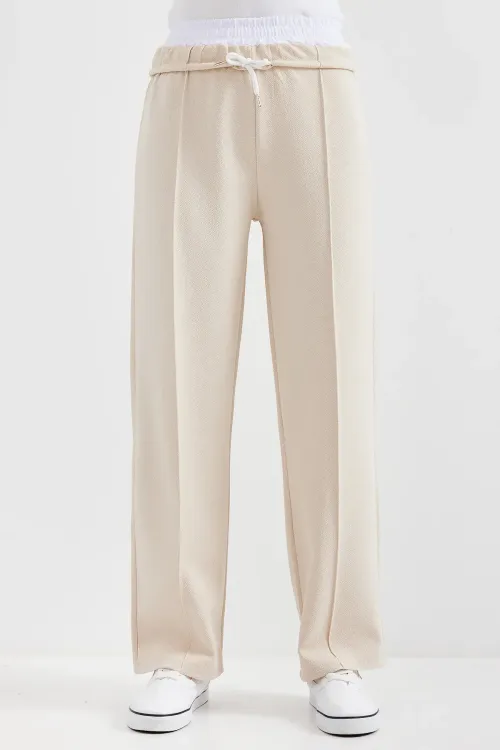 6662 Çımalı Pantolon - Krem