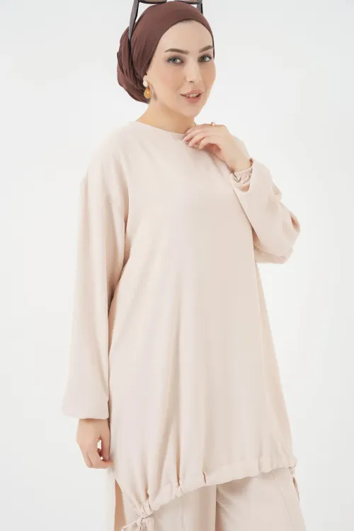 6682 Tunik Pantolon İkili Takım - Krem