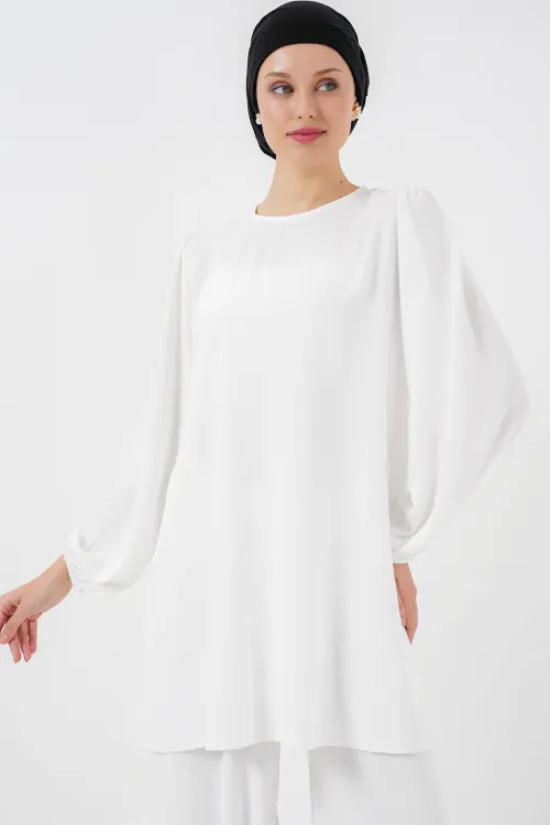Ayrobin Tunik Pantolon Alt Üst Takım 6712 - Beyaz