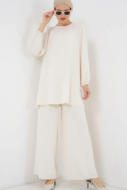 Ayrobin Tunik Pantolon Alt Üst Takım 6712 - Ekru