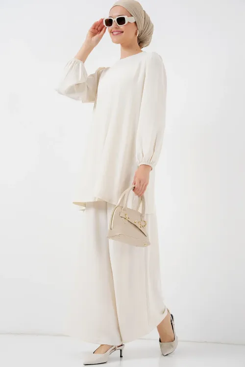 Ayrobin Tunik Pantolon Alt Üst Takım 6712 - Ekru