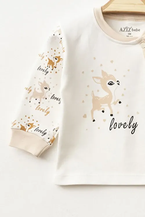 Aziz Bebe Kız Bebek Animal Desenli % 100 Pamuk 5  Li Hastane Çıkış Seti 0 Ay - 3 Ay