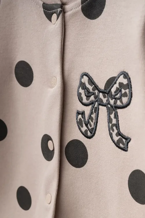 Aziz Bebe Kız Bebek Çıtçıtlı Fiyonk Nakişli Patikli Tulum 0 Ay 6 Ay