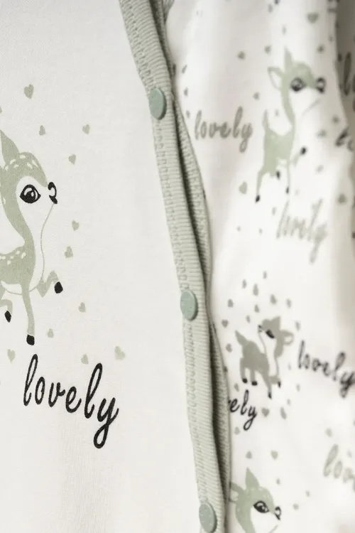 Aziz Bebe Kız Bebek Çıtçıtlı Geyik Desenli Tulum 0 Ay 6 Ay