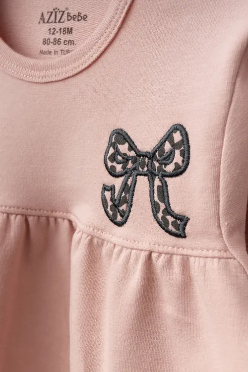 Aziz Bebe Kız Bebek Nakışlı Sweatshirt Pantolon 2 li Alt Üst Bebek Takımı 3 Ay-36 Ay