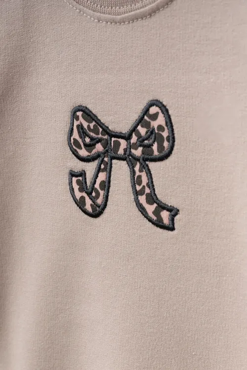 Aziz Bebe Kız Bebek Nakışlı Sweatshirt Pantolon 2 li Alt Üst Bebek Takımı 3 Ay-36 Ay