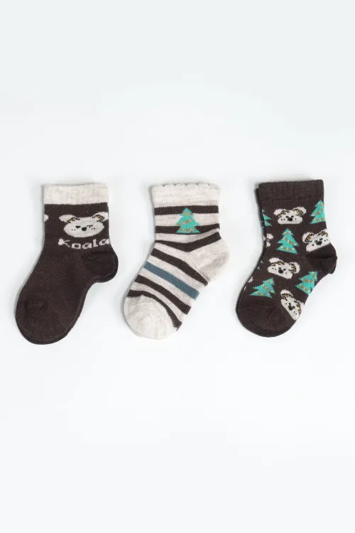 Erkek Bebek Basic Dikişsiz 3  lü Soket Çorap 0 Ay - 36 Ay
