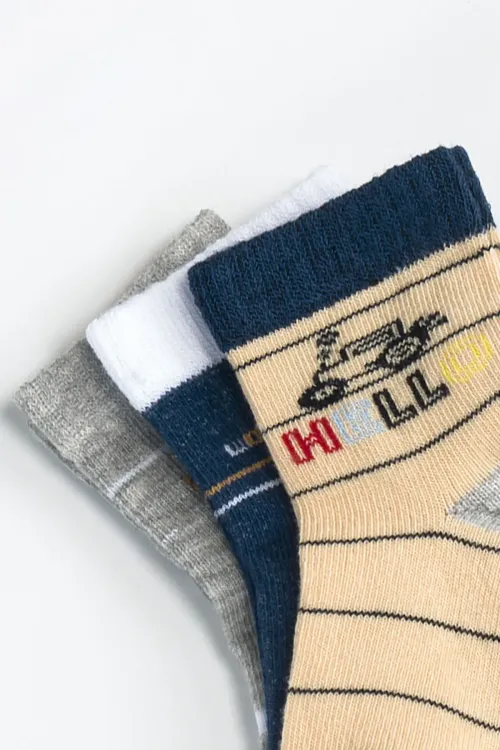 Erkek Bebek Basic Dikişsiz 3  lü Soket Çorap 0 Ay - 36 Ay