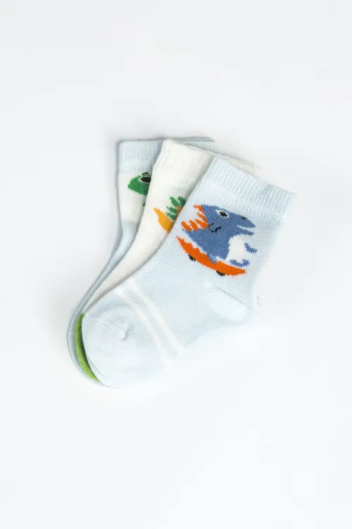 Erkek Bebek Basic Dikişsiz 3  lü Soket Çorap 0 Ay - 36 Ay