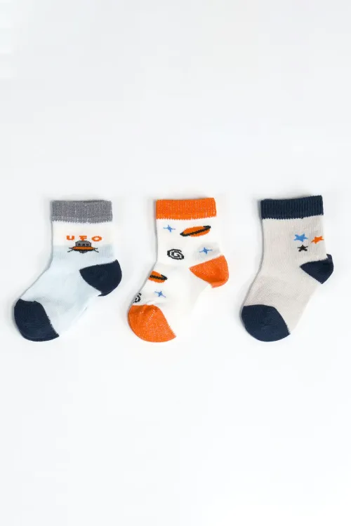Erkek Bebek Basic Dikişsiz 3  lü Soket Çorap 0 Ay - 36 Ay