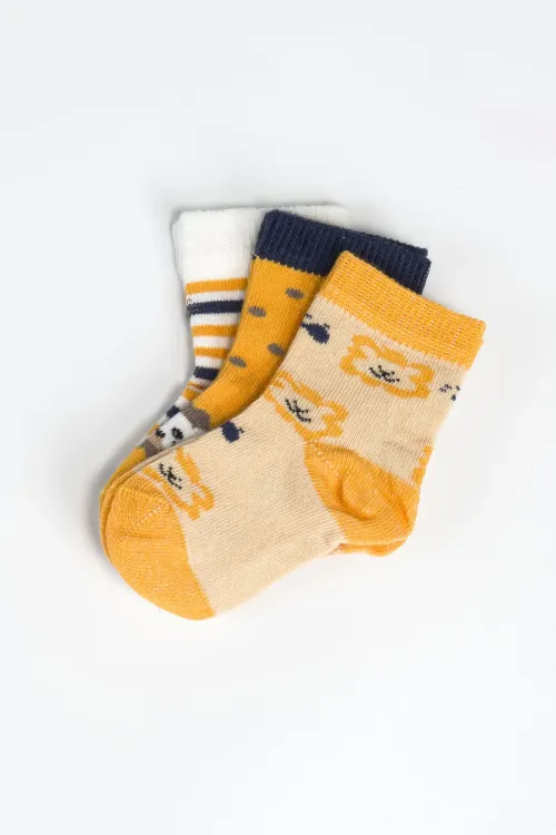 Erkek Bebek Basic Dikişsiz 3  lü Soket Çorap 0 Ay - 36 Ay