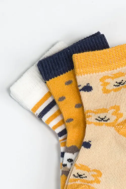 Erkek Bebek Basic Dikişsiz 3  lü Soket Çorap 0 Ay - 36 Ay