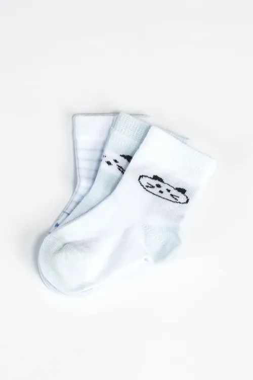 Erkek Bebek Basic Dikişsiz 3  lü Soket Çorap 0 Ay - 36 Ay