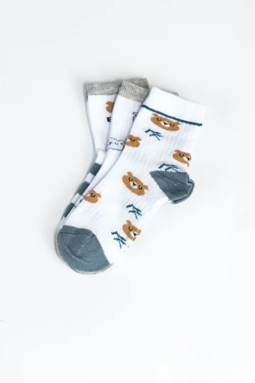 Erkek Çocuk Dikişsiz 3  lü Soket Çorap 3 Yaş - 6 yaş