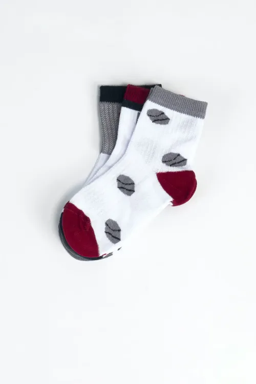 Erkek Çocuk Dikişsiz 3  lü Soket Çorap 3 Yaş - 6 yaş