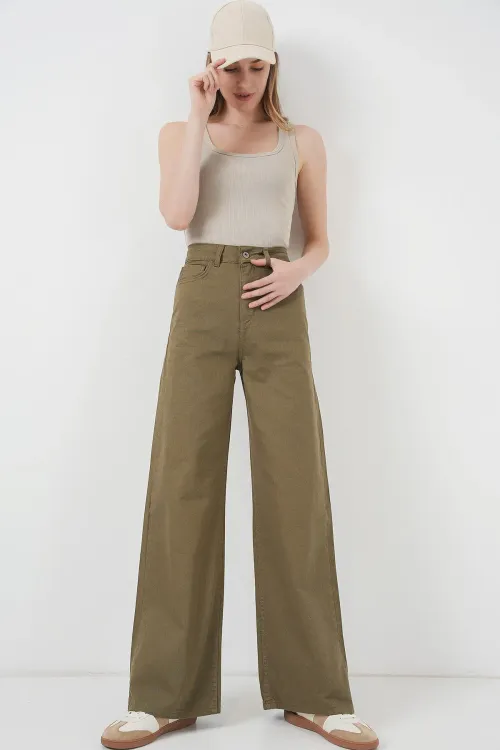 Kadın Bol Paça Yüksek Bel Palazzo Pantolon