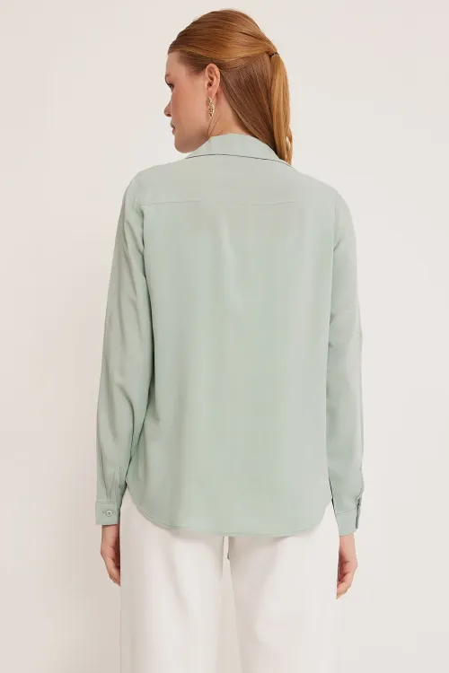 Kadın Çağla Yeşili Viskon Gömlek 20237