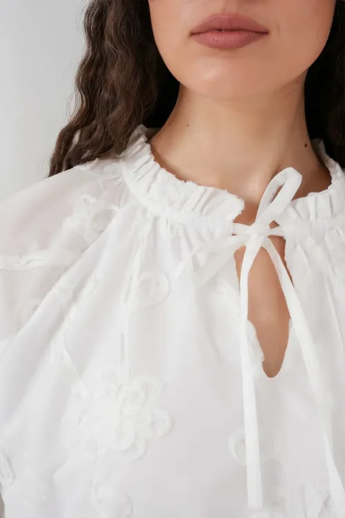 Kadın Desenli Kısa Elbise 2528 - Beyaz